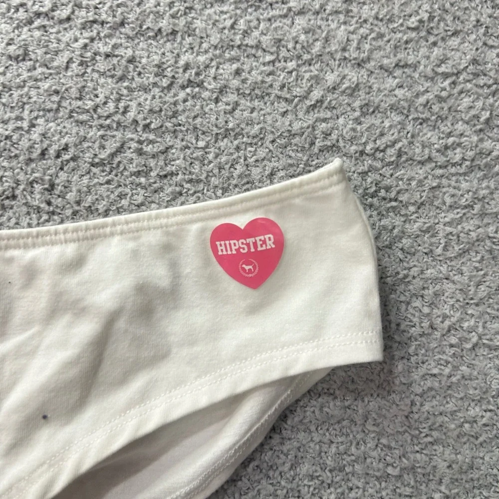PINK Victoria's Secret Low Rise Hipster Ruched White M Y2K Coquette Soft Girl